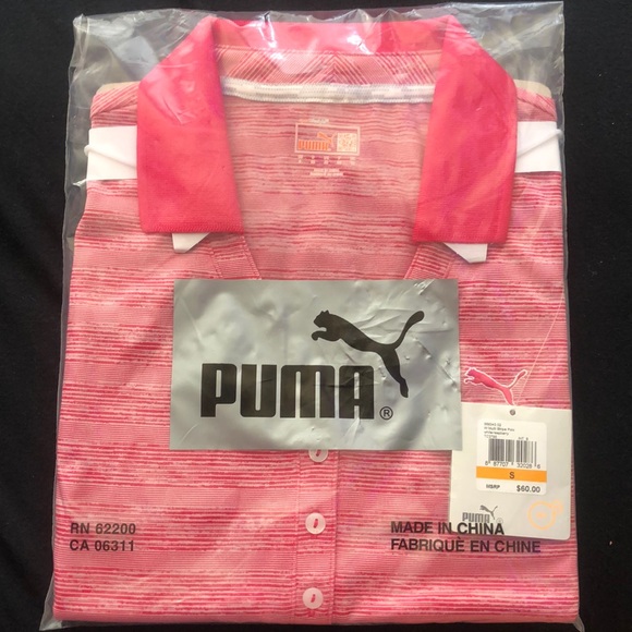 Puma Raspberry Puma | Tops | Puma Womens Multi Stripe Polo Whiteraspberry | Poshmark